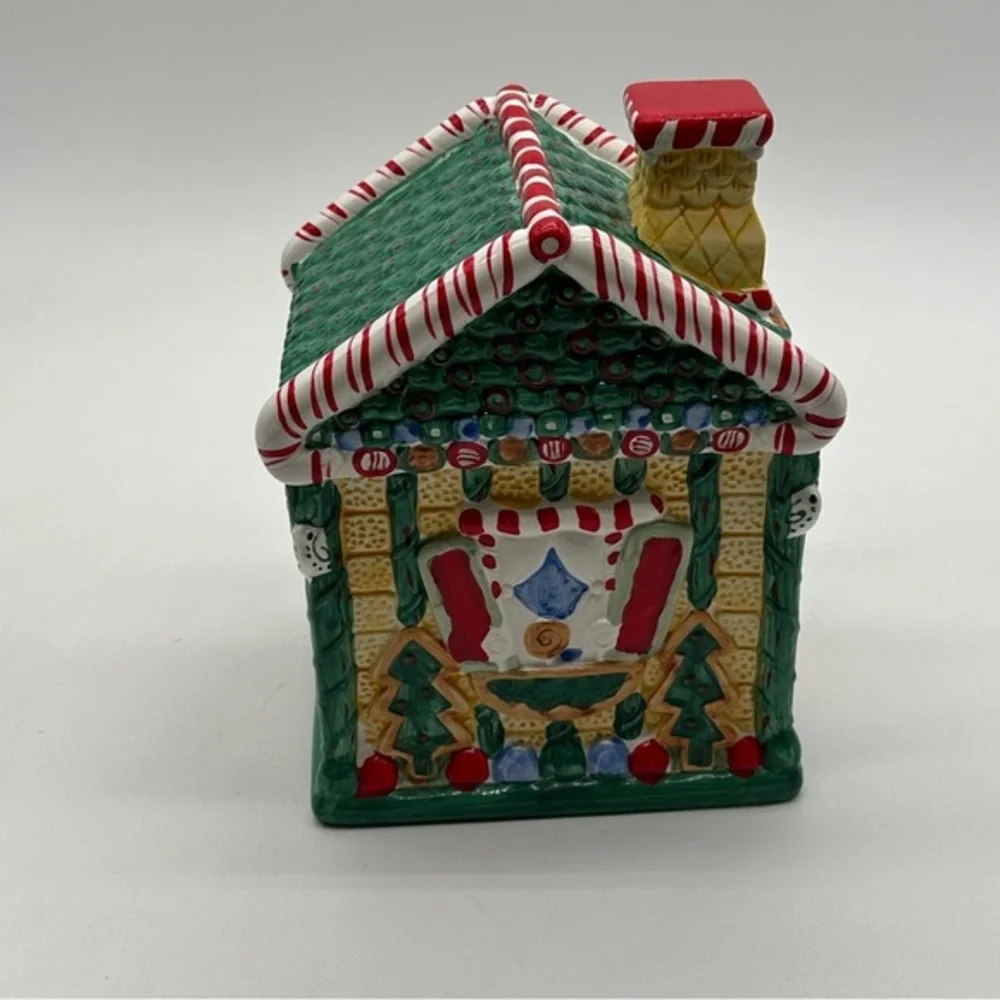 Christmas Gingerbread House Cookie Jar Ceramic In‎ Original Box Xmas Baking
